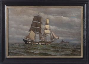 Portrait Of A Two-masted Brig Passing A Steamship Portrait Of A Two-masted Brig Passing A Steamship