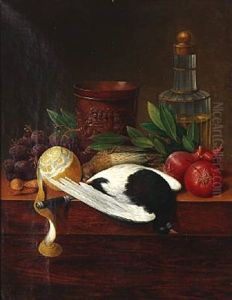 Nature Morte With Birds, Lemon, Bottle And Jug With Carved Coats Of Arms