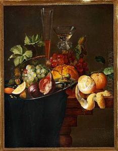 Still Life With Fruit, A Loaf Of Bread And Wineglasses On A Table (after David De Heem)