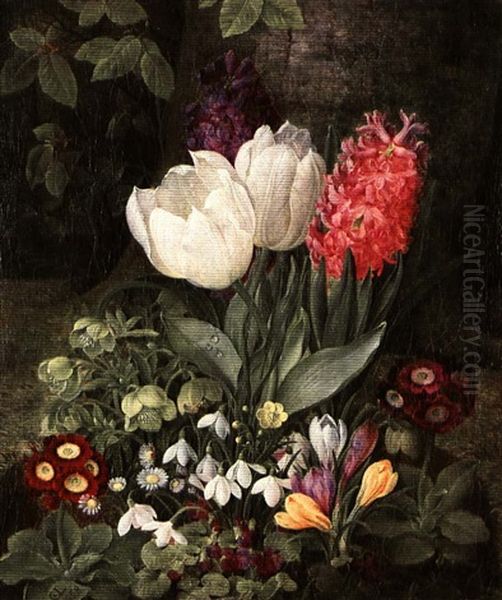 Still Life With Tulips, Crocuses, Primroses, Snowdrops And Hayacinth - view 1