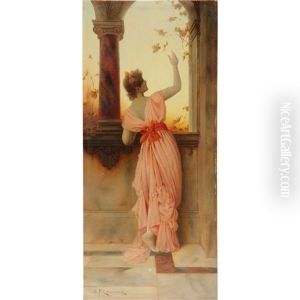 Woman In Rose by Charles Frederick Lowcock
