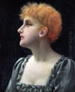 Portrait Of A Red Haired Beauty by Charles Frederick Lowcock