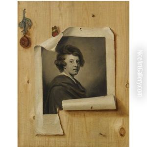 Trompe L'oeil With An Engraving Of The Self Portrait Of Sir Joshua Reynolds's by Strickland Lowry
