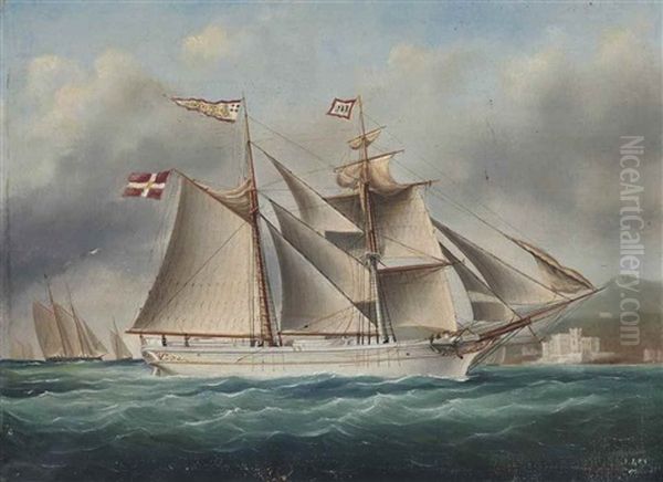 The Danish Brigantine Christine In Coastal Waters - view 1