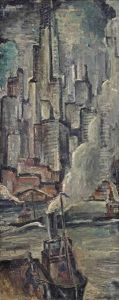 New York Seen From The Hudson by Adriaan Lubbers