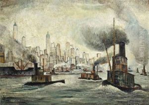 Steam Vessels On The Hudson, New York Beyond by Adriaan Lubbers