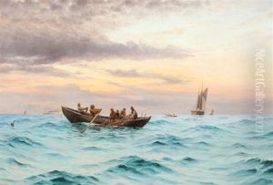 Fishermen Pulling In Nets In Oresund by Holger Luebbers