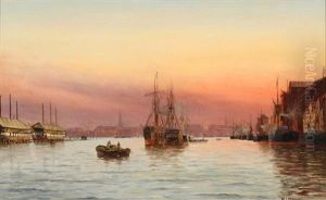 Evening Scene From Copenhagen Harbour by Holger Luebbers