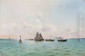 Ships Are Being Towed Near Antwerp by Holger Luebbers