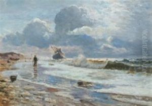 Coastal Scenery With A Shipwreck by Holger Luebbers