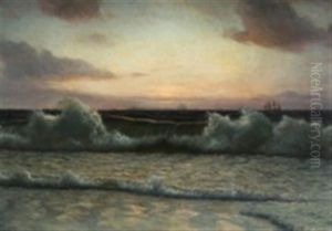 Seascape With Ships In The Background by Holger Luebbers