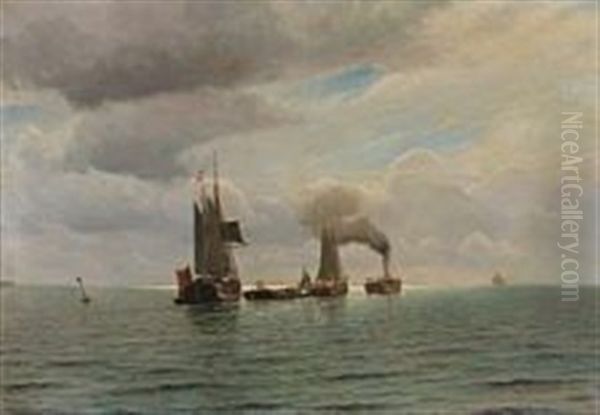Seascape With A Tugboat And Sailing Ships - view 1