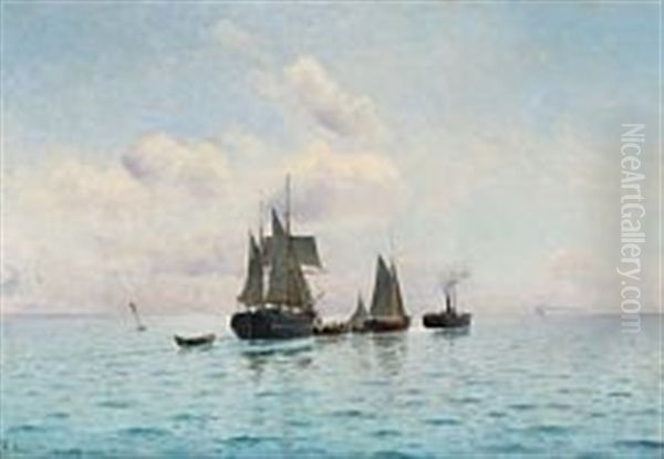 Two Ships Pulled By A Tugboat - view 1