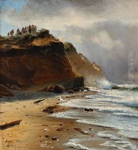 Beach Scene With Fishermen At The Coast Of Agger Beach Scene With Fishermen At The Coast Of Agger