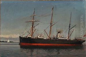 Seascape With The Danish Steamer Island Seascape With The Danish Steamer Island