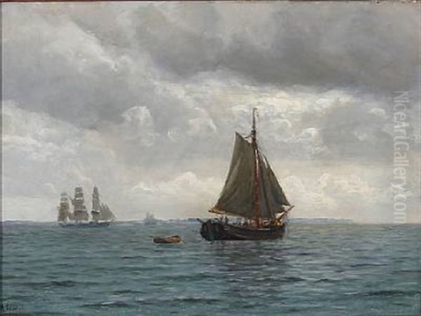 Seascape With Sailing Ships On A Calm Sea - view 1