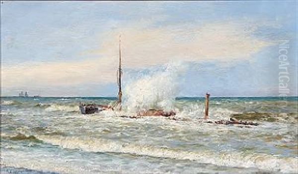 Breakers With A Ship Wreck - view 1