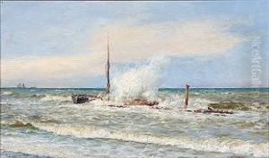Breakers With A Ship Wreck