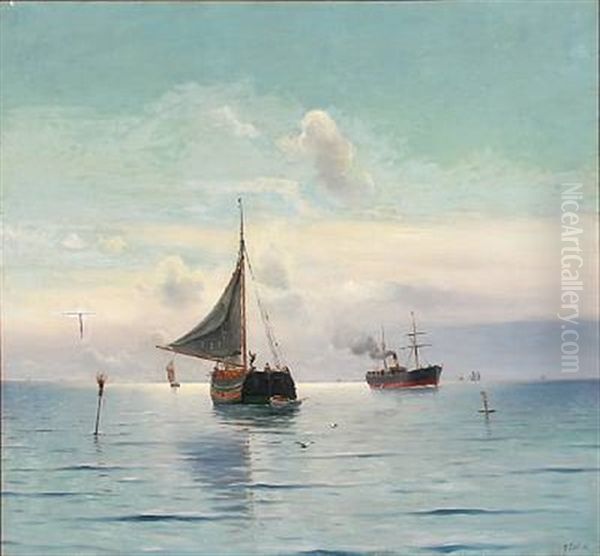 Seascape With Ships In Quiet Weather - view 1