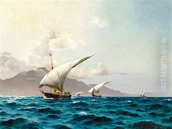 Loaded Ships With Lateen Sails In The Mediterranean Sea - view 1
