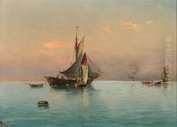 Quiet Summer Evening With Sailing Ships On Open Sea - view 1