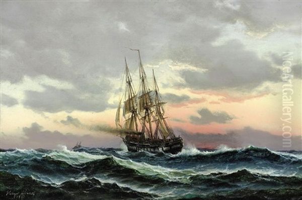 A Vessel Under Steam And Sail Running Before The Wind - view 1