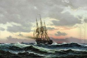 A Vessel Under Steam And Sail Running Before The Wind by Holger Luebbers