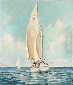 Marine With Sailing Boats In Summer Weather by Holger Luebbers