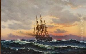 Seascape With Ships In The Sunset Seascape With Ships In The Sunset