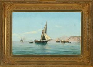 Sailing Ship And Motor Boats Off The North Coast Of Africa