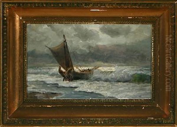 Fishermen Pulling Their Boat Onshore - view 1