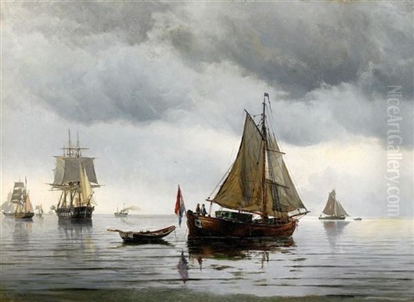 Fransk Kust Med Segelfartyg Och Fiskebat - view 1