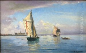 Skibe Pa Sundet Med Kronborg I Baggrunden