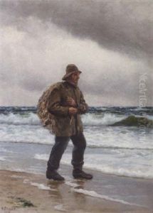 En Fisker I Strandkanten by Holger Luebbers