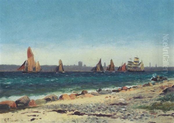 Marine Med Sejlskibe Udfor Kyst - view 1
