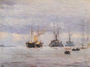 Det Gamle Kongeskib Eskorteres Af Orlogsskibe by Holger Luebbers