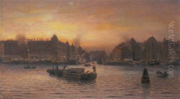 Parti Af Nyhavn, Set Fra Gronlandske Handelsplads, Efter Solnedgang - view 1