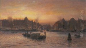 Parti Af Nyhavn, Set Fra Gronlandske Handelsplads, Efter Solnedgang by Holger Luebbers