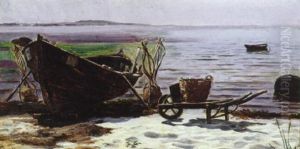 Sydlandsk Kystparti Med Figurer Og Bade by Holger Luebbers