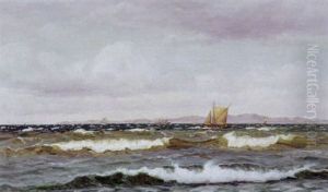 Fiskerbade I Sundet, I Baggrunden Den Svenske Kyst by Holger Luebbers