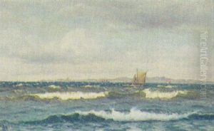 Marine Med Sejlskibe Og Damper Pa Havet Udfor Kyst Marine Med Sejlskibe Og Damper Pa Havet Udfor Kyst