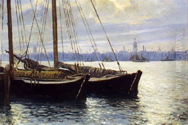 Opankrede Skibe I Havnen (hamburg?) - view 1