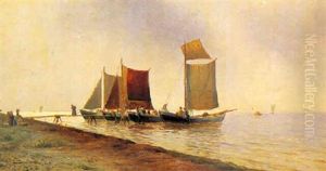 Fiskere Ved Deres Bade I Strandkanten Fiskere Ved Deres Bade I Strandkanten