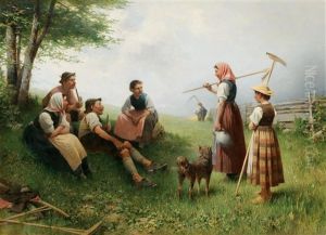 Resting During The Harvest by Adolf Luben