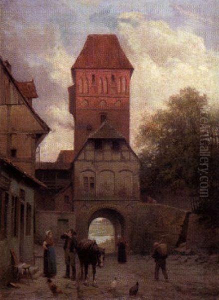 Vor Dem Stadttor Reicht Die Bauerin Dem Reiter Einen Erfrischungstrunk - view 1