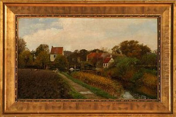 Two Girls On A Path Near A Stream - view 1