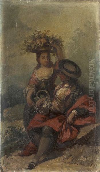 Pareja De Majos Sentados - view 1