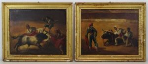Bull Fight Scene (2) by Eugenio Lucas Velazquez