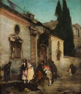 Galanteo En La Calle by Eugenio Lucas Velazquez