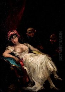 Maja Sentada Dormida by Eugenio Lucas Velazquez
